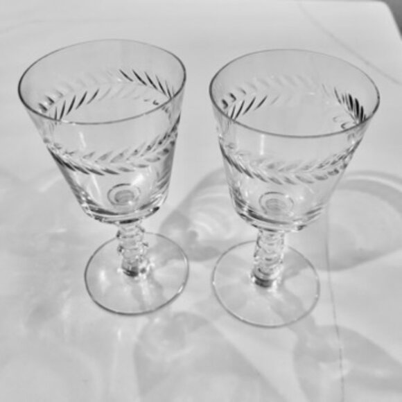 2 Vintage Tiffin-Franciscan Woodstock Wine/Water Goblets Hand Blown Cut Crystal - Picture 4 of 6
